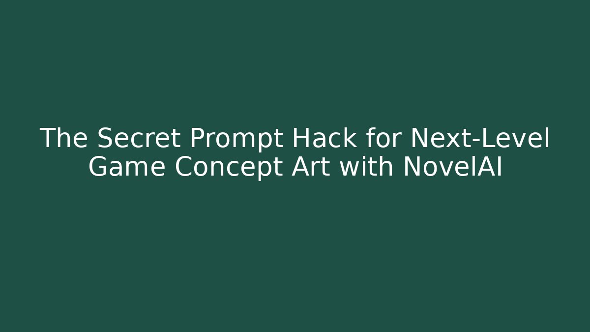 The Secret Prompt Hack for Next-Level Game Concept Art with NovelAI