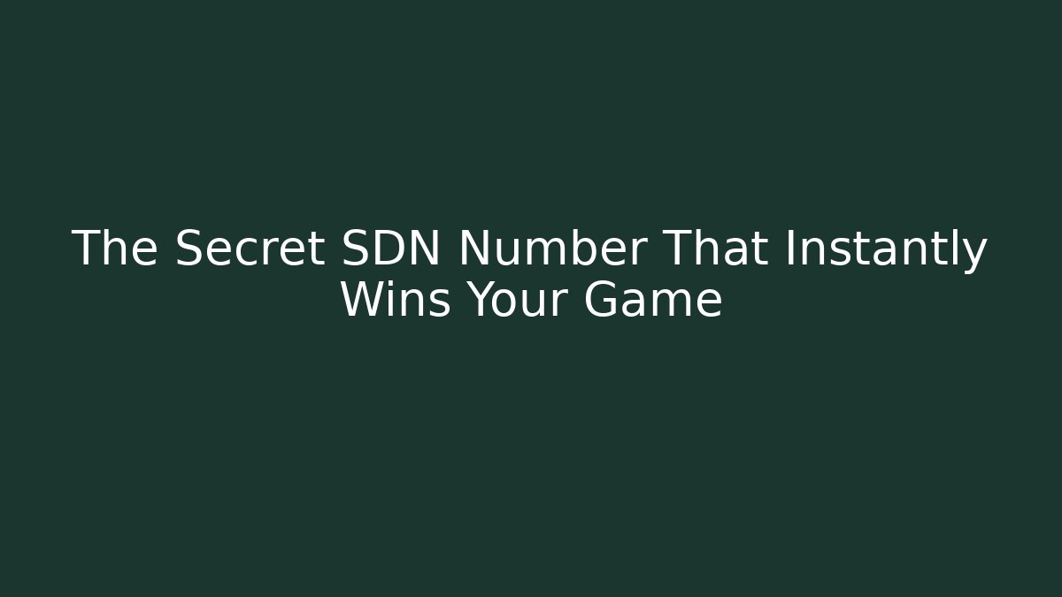 The Secret SDN Number That Instantly Wins Your Game