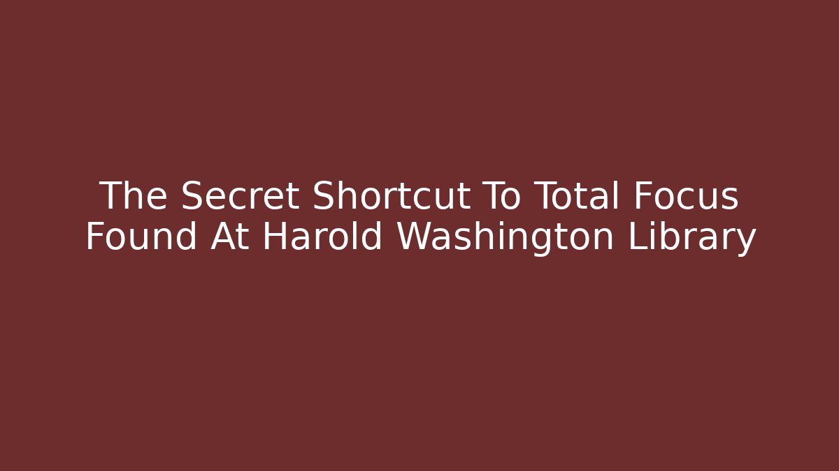 The Secret Shortcut To Total Focus Found At Harold Washington Library