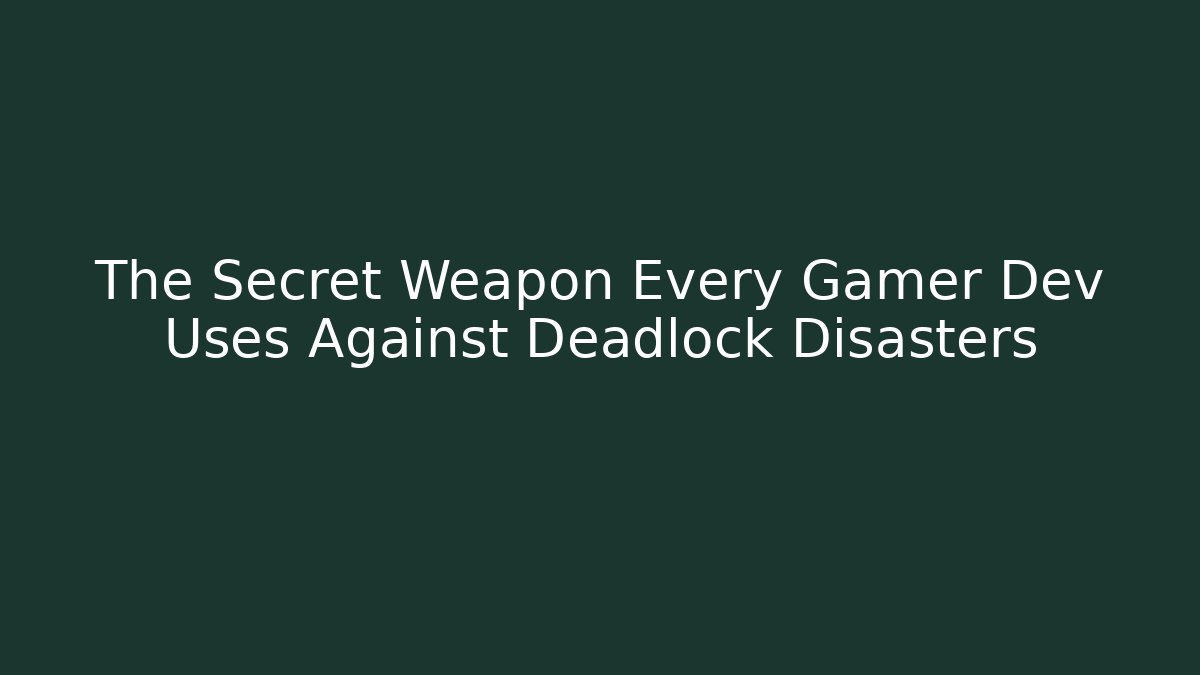The Secret Weapon Every Gamer Dev Uses Against Deadlock Disasters