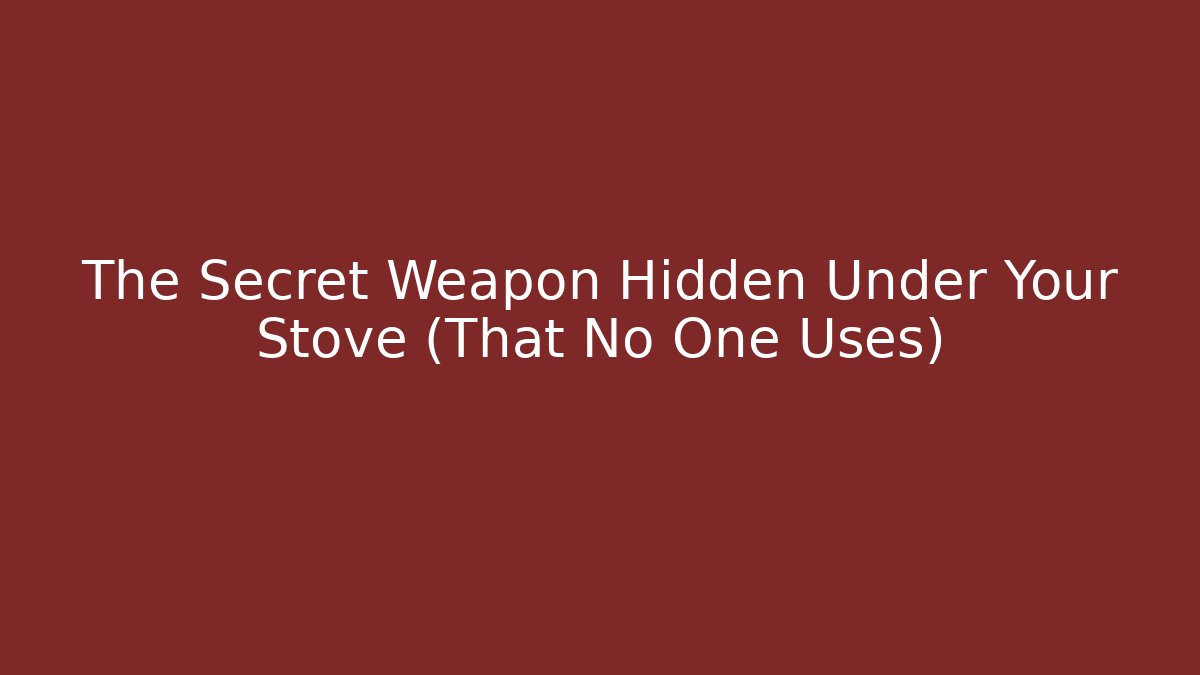 The Secret Weapon Hidden Under Your Stove (That No One Uses)