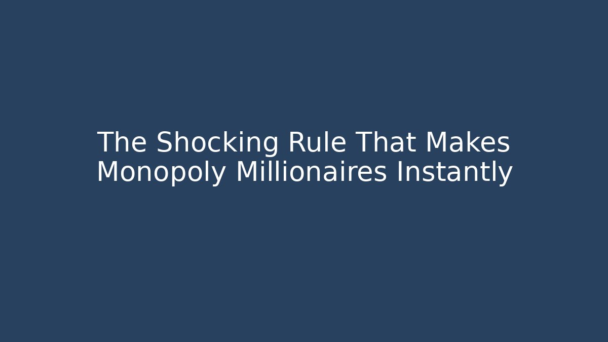 The Shocking Rule That Makes Monopoly Millionaires Instantly