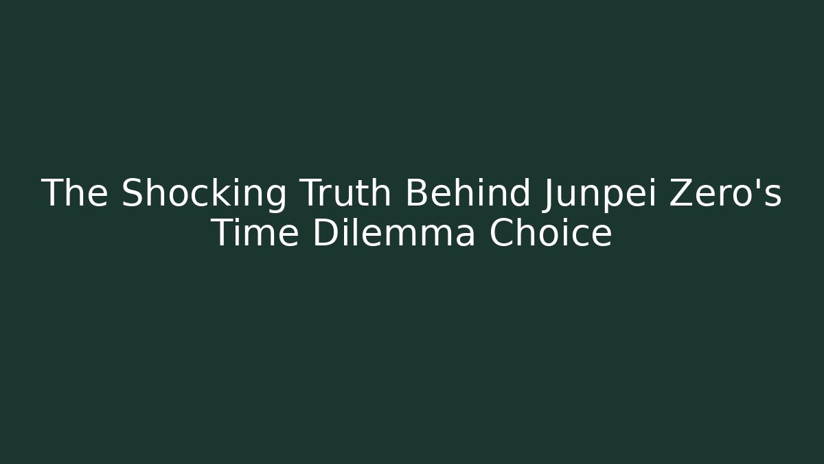 The Shocking Truth Behind Junpei Zero's Time Dilemma Choice