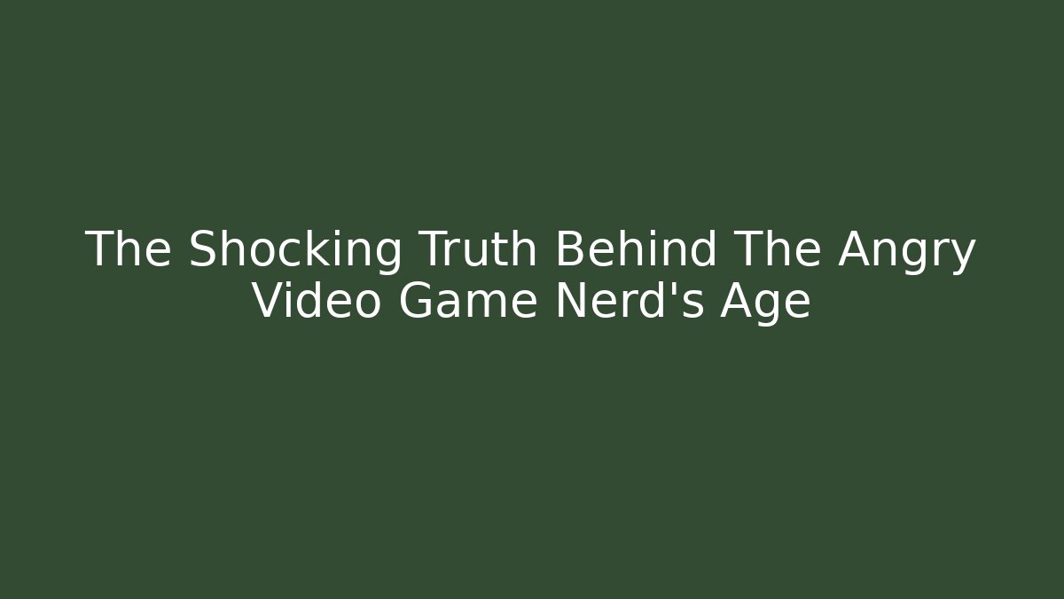 The Shocking Truth Behind The Angry Video Game Nerd's Age