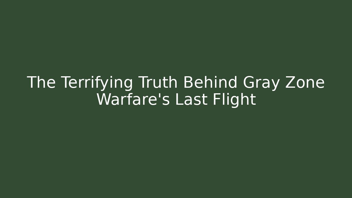 The Terrifying Truth Behind Gray Zone Warfare's Last Flight - Felix Cat Insurance