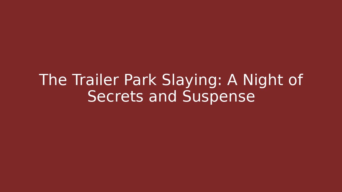 The Trailer Park Slaying: A Night of Secrets and Suspense