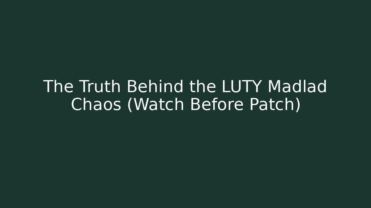 The Truth Behind the LUTY Madlad Chaos (Watch Before Patch) - Felix Cat Insurance