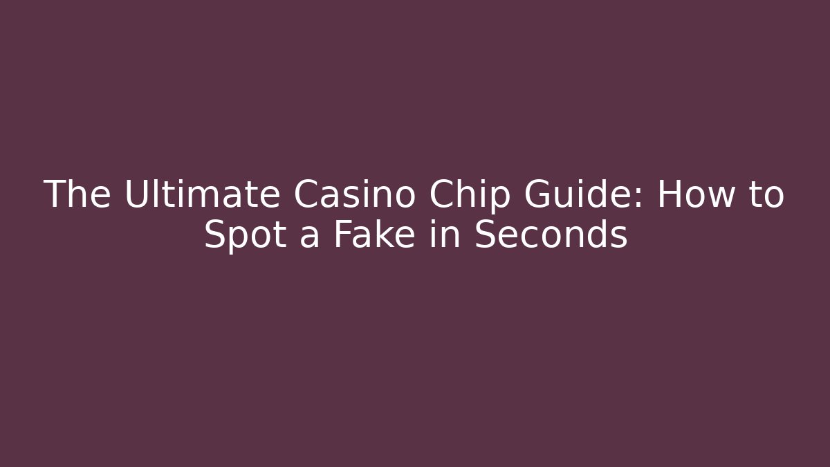 The Ultimate Casino Chip Guide: How to Spot a Fake in Seconds