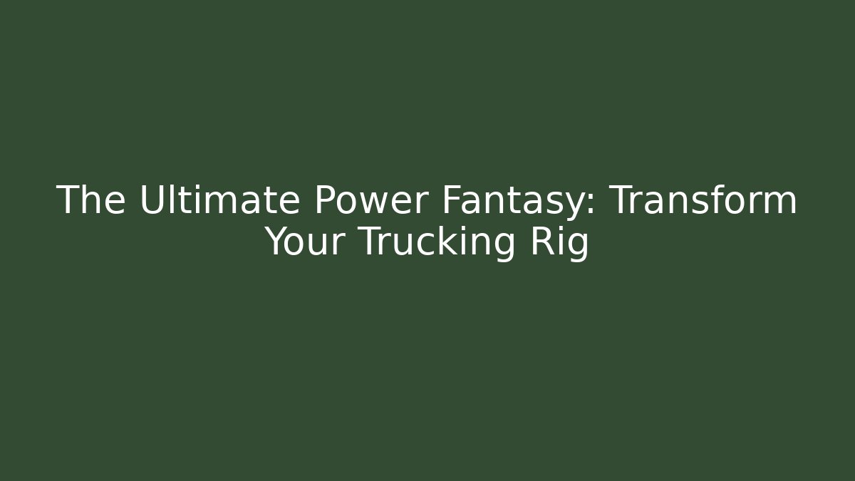 The Ultimate Power Fantasy: Transform Your Trucking Rig