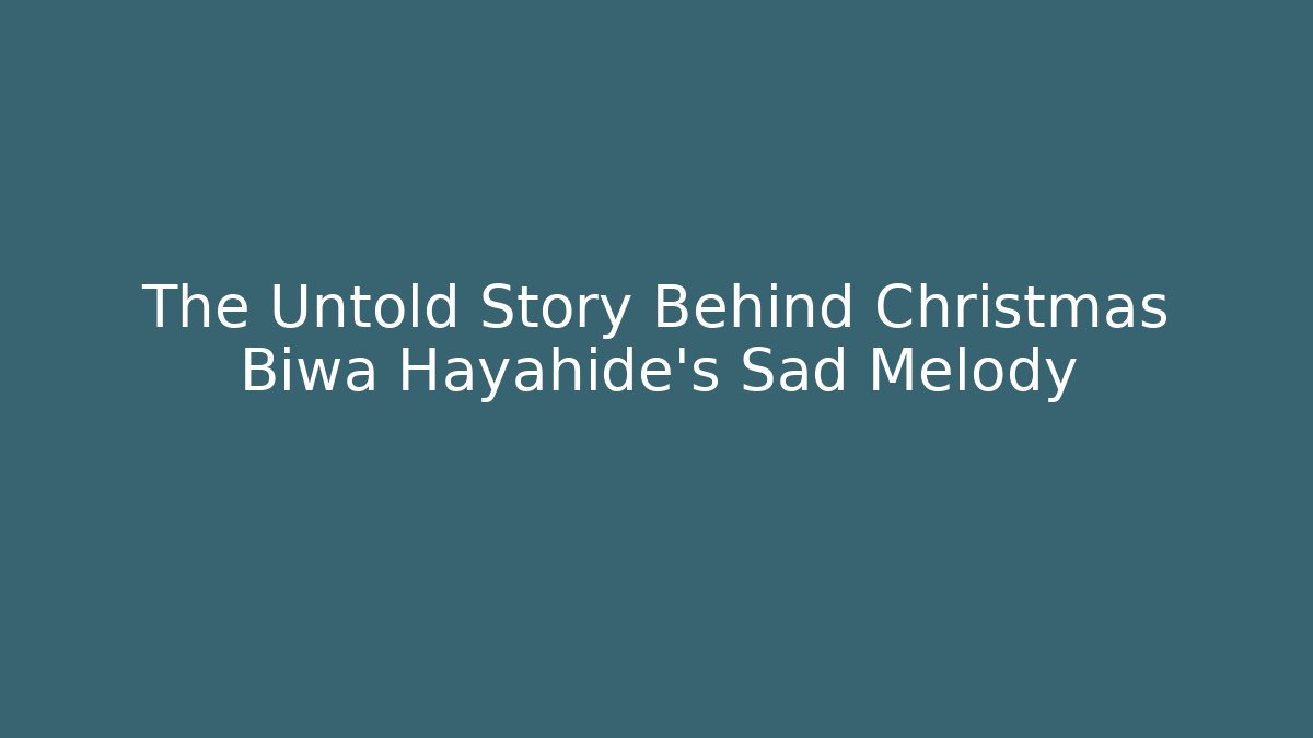 The Untold Story Behind Christmas Biwa Hayahide's Sad Melody