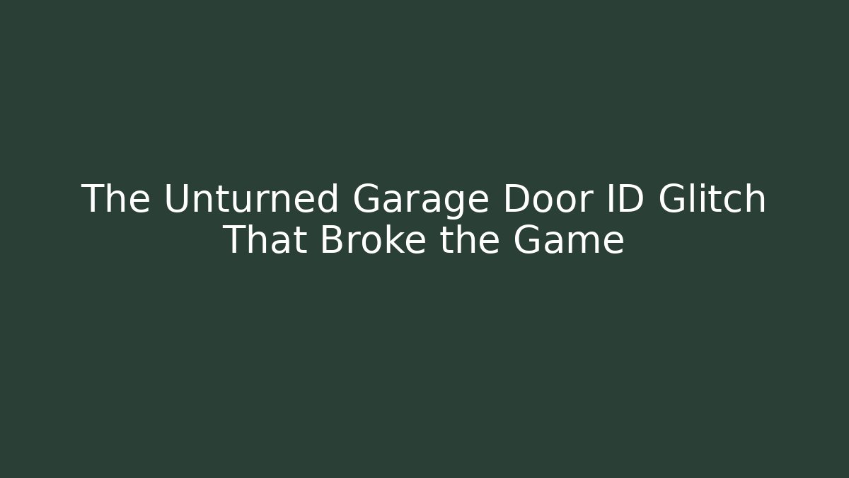 The Unturned Garage Door ID Glitch That Broke the Game