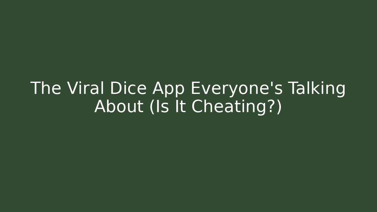 The Viral Dice App Everyone's Talking About (Is It Cheating?)