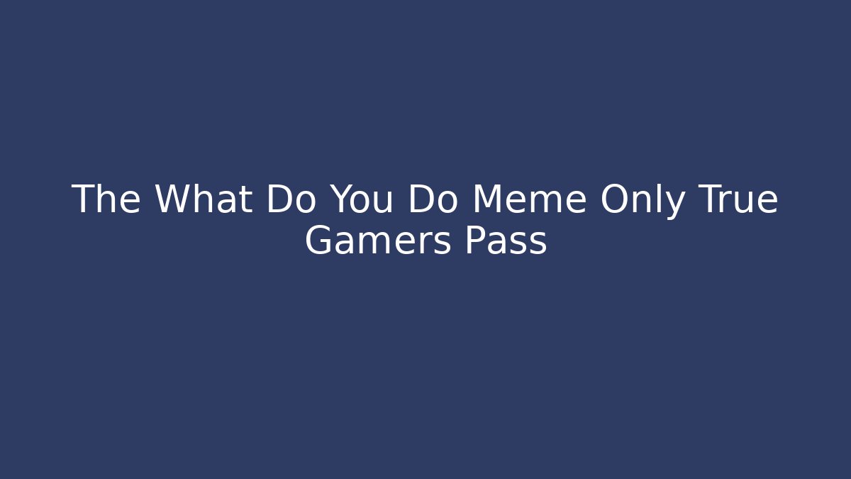 The What Do You Do Meme Only True Gamers Pass