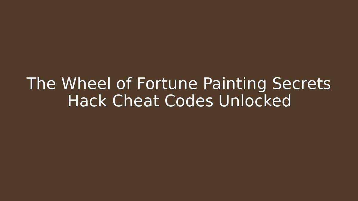 The Wheel of Fortune Painting Secrets Hack Cheat Codes Unlocked