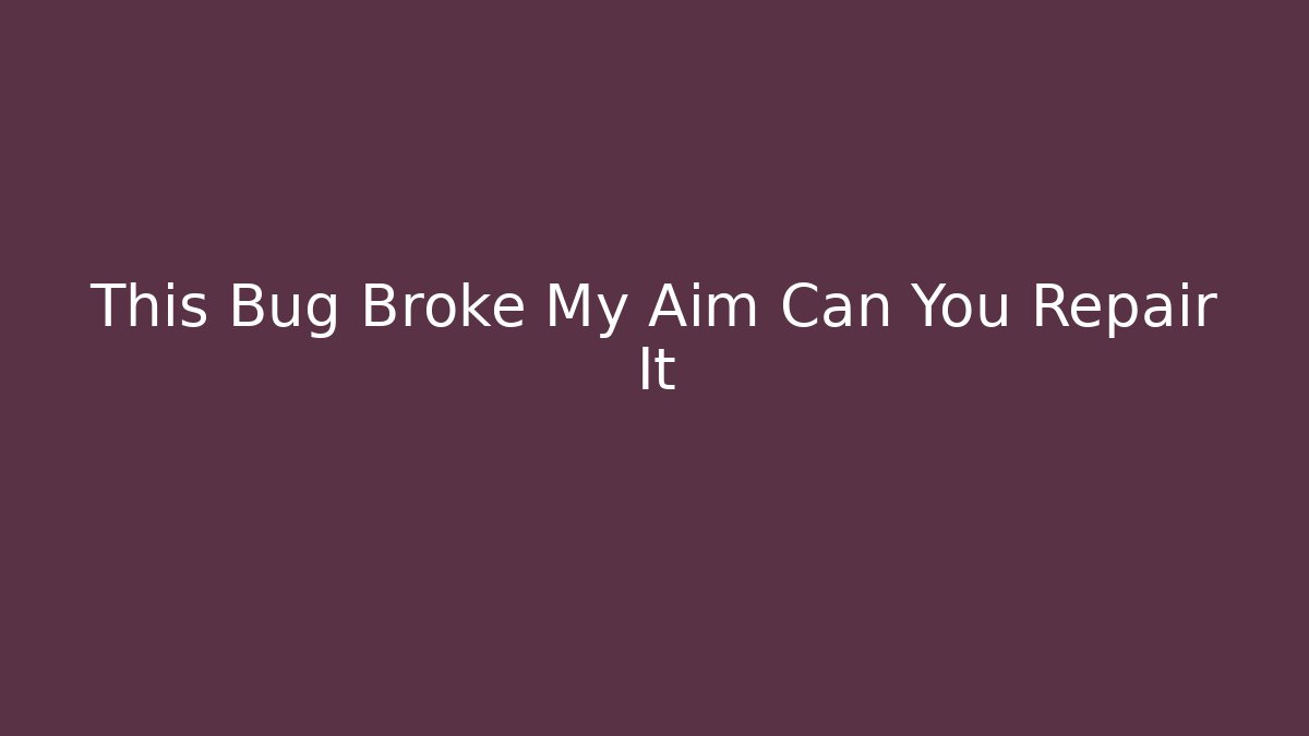 This Bug Broke My Aim Can You Repair It