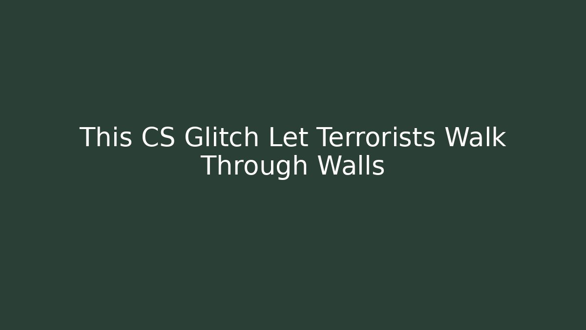 This CS Glitch Let Terrorists Walk Through Walls - Felix Cat Insurance