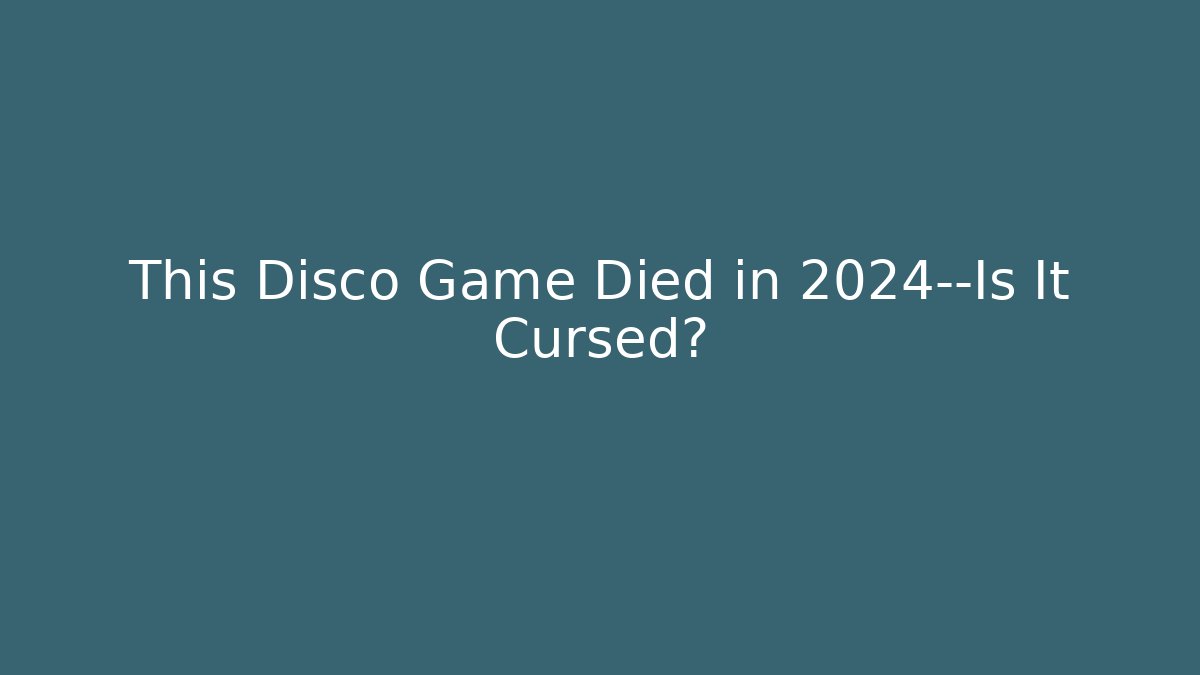 This Disco Game Died in 2024—Is It Cursed? - Felix Cat Insurance