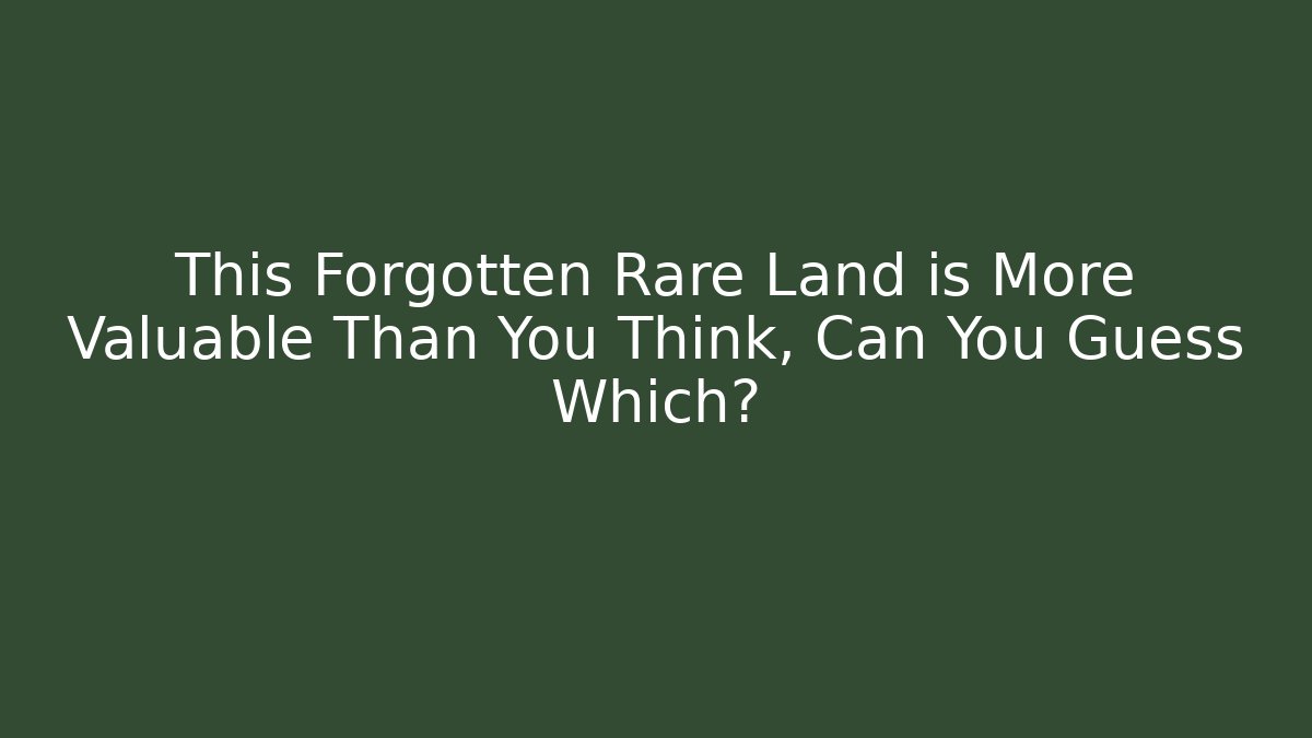 This Forgotten Rare Land is More Valuable Than You Think, Can You Guess Which?