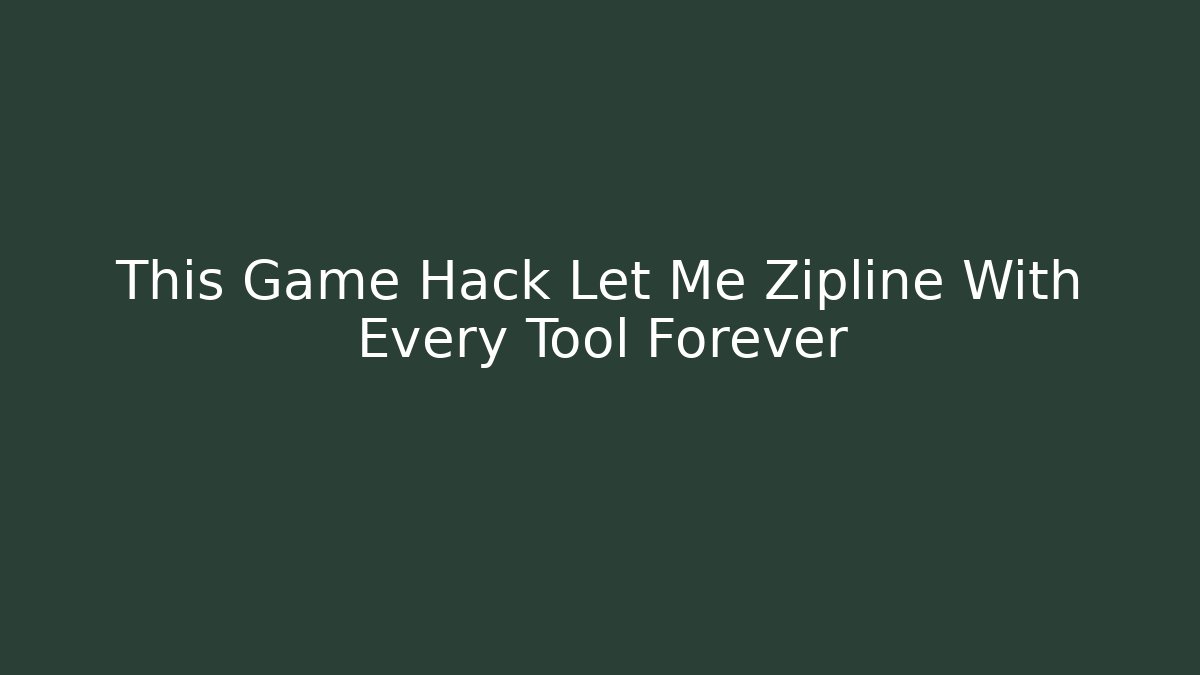 This Game Hack Let Me Zipline With Every Tool Forever - Felix Cat Insurance