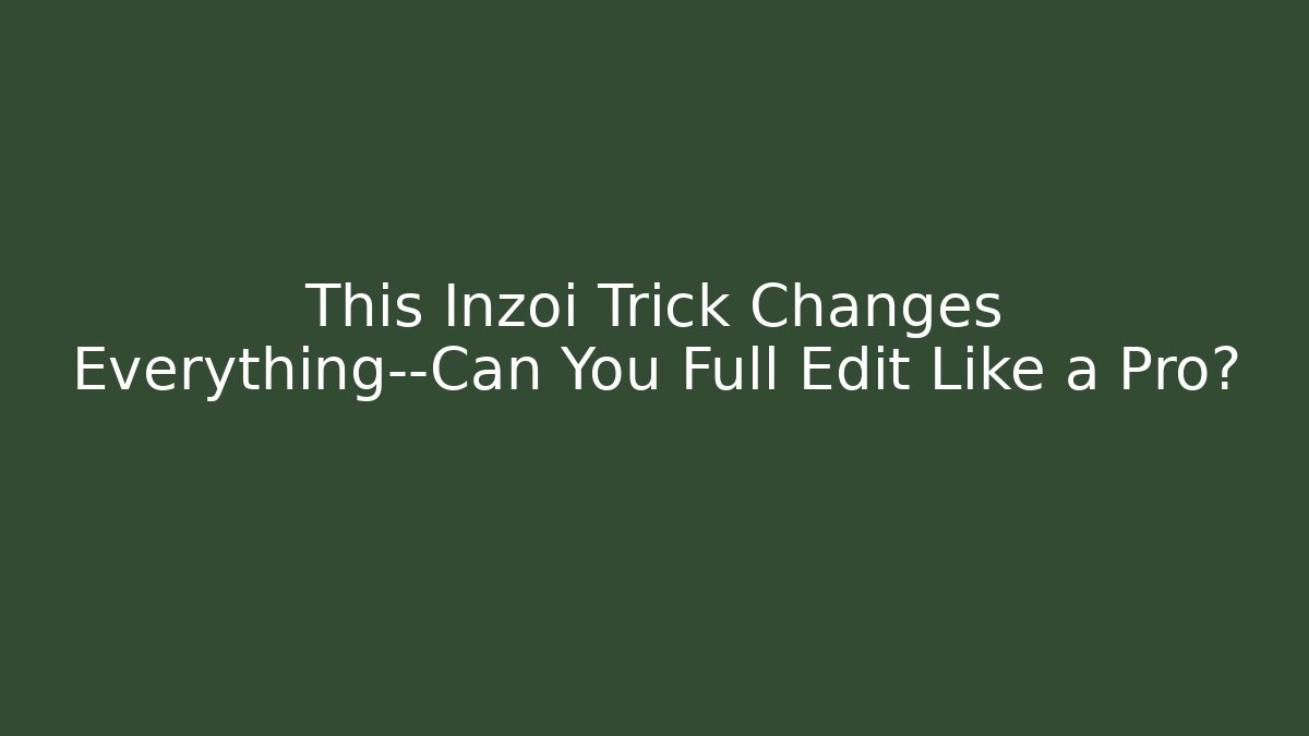 This Inzoi Trick Changes Everything—Can You Full Edit Like a Pro? - Felix Cat Insurance