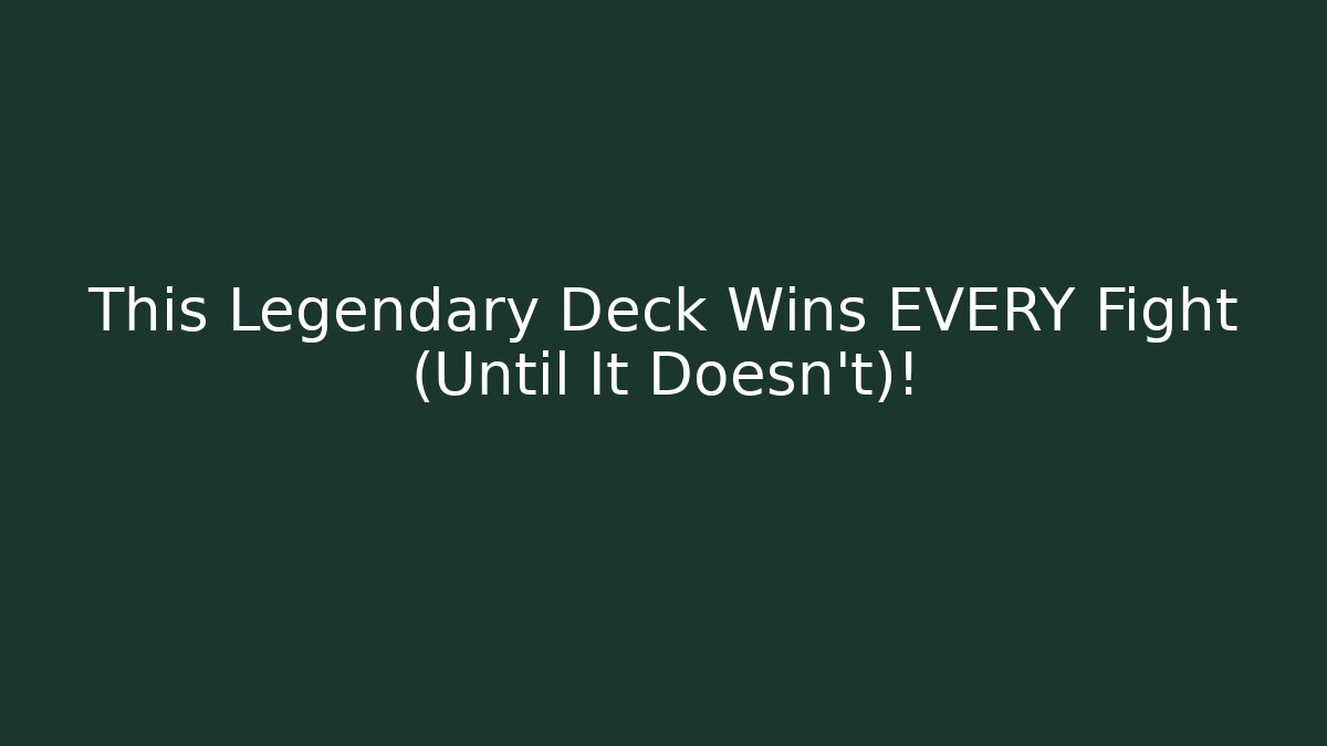 This Legendary Deck Wins EVERY Fight (Until It Doesn't)! - Felix Cat Insurance