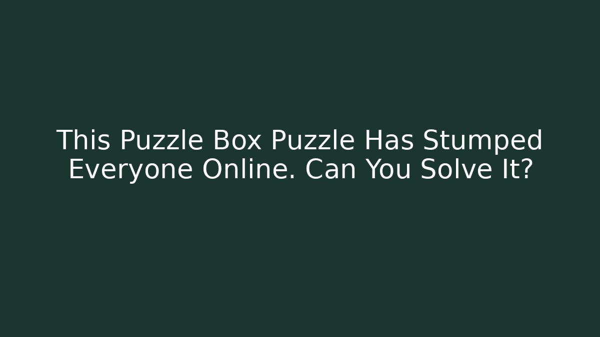 This Puzzle Box Puzzle Has Stumped Everyone Online. Can You Solve It?