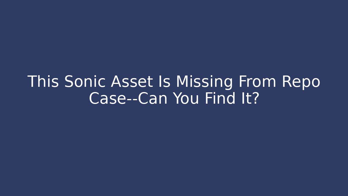 This Sonic Asset Is Missing From Repo Case—Can You Find It?