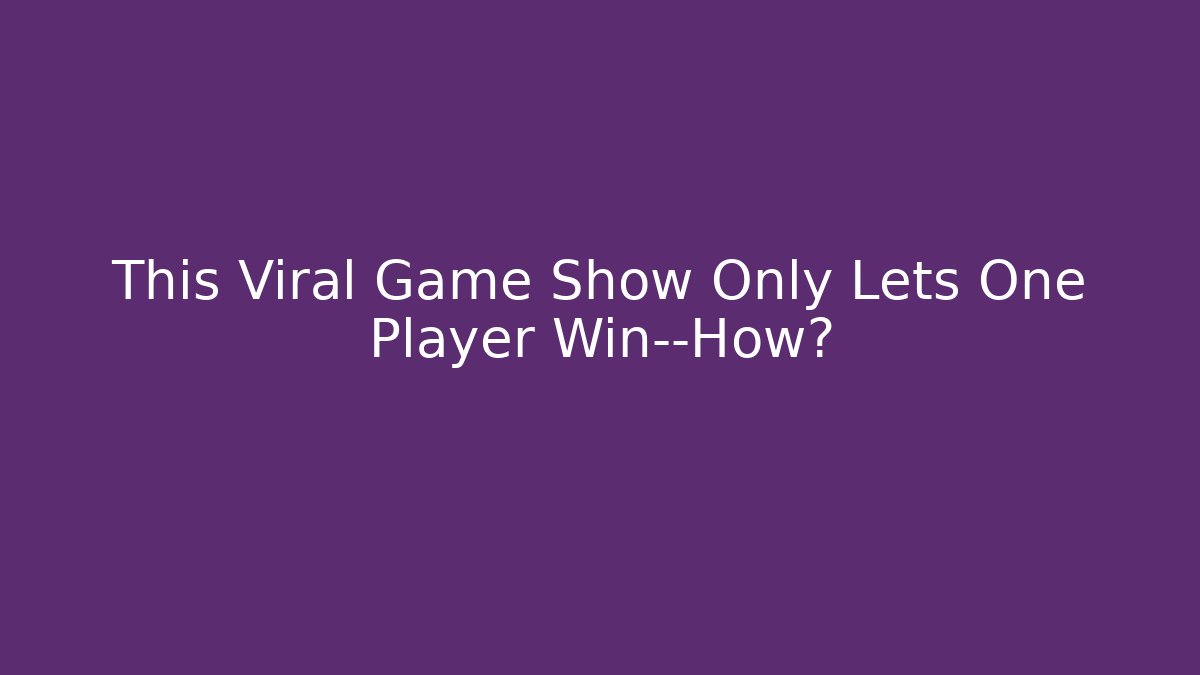 This Viral Game Show Only Lets One Player Win—How? - Felix Cat Insurance