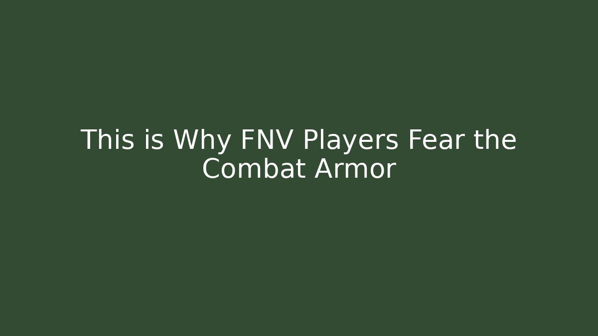 This is Why FNV Players Fear the Combat Armor