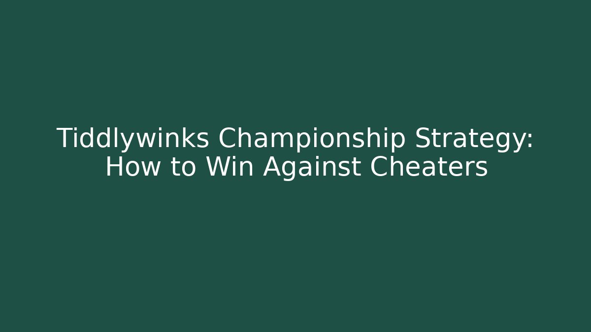 Tiddlywinks Championship Strategy: How to Win Against Cheaters - Felix Cat Insurance