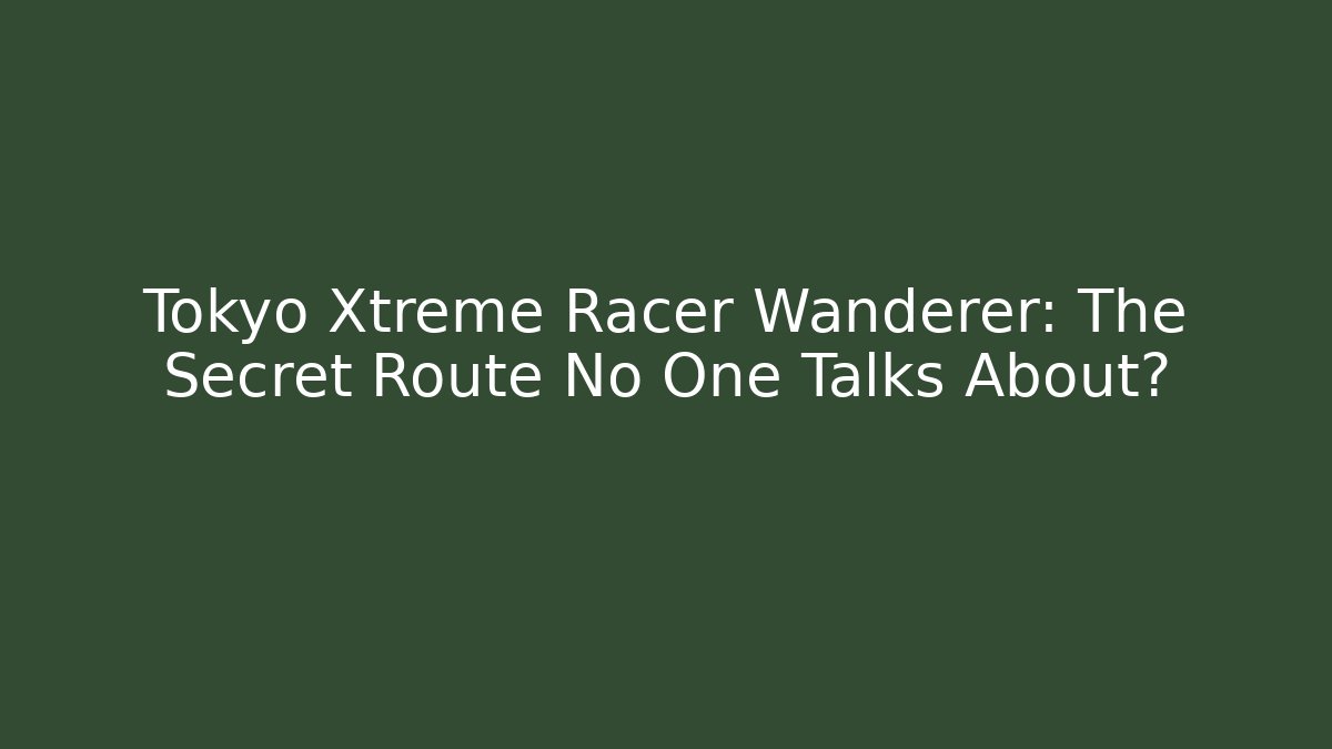 Tokyo Xtreme Racer Wanderer: The Secret Route No One Talks About?
