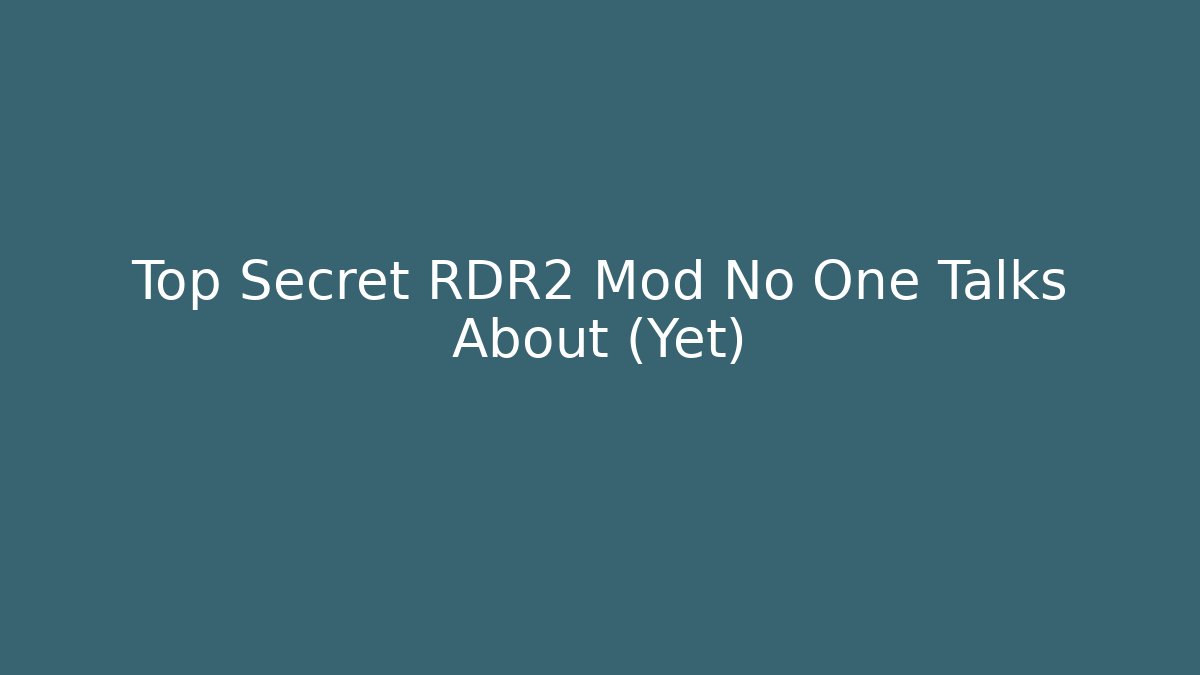 Top Secret RDR2 Mod No One Talks About (Yet) - Felix Cat Insurance