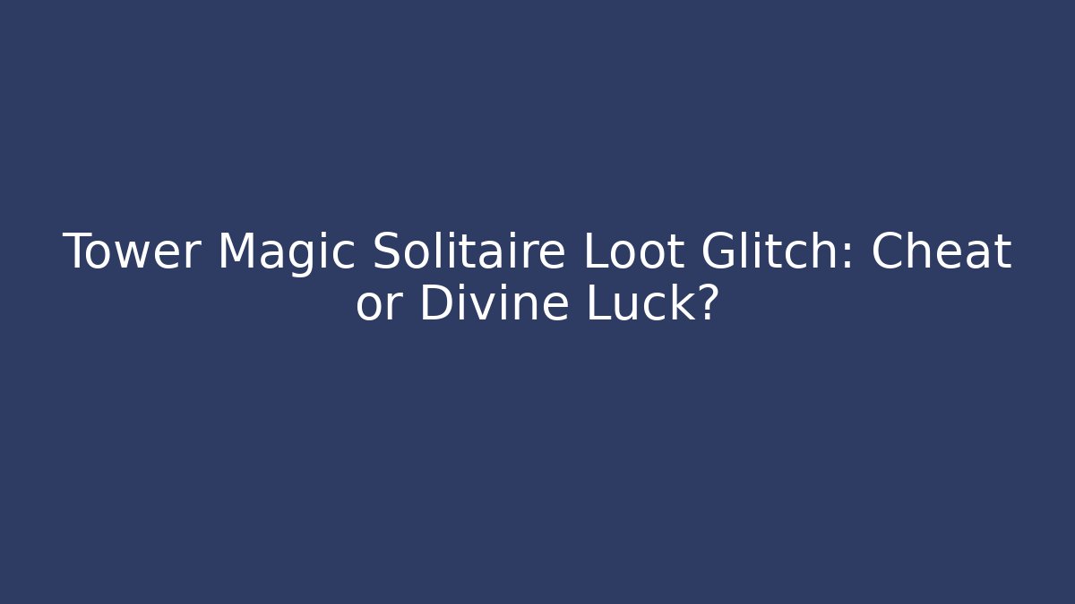 Tower Magic Solitaire Loot Glitch: Cheat or Divine Luck? - Felix Cat Insurance
