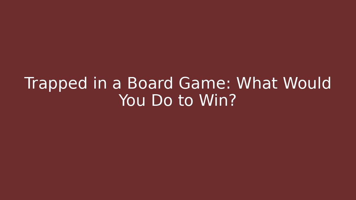 Trapped in a Board Game: What Would You Do to Win?