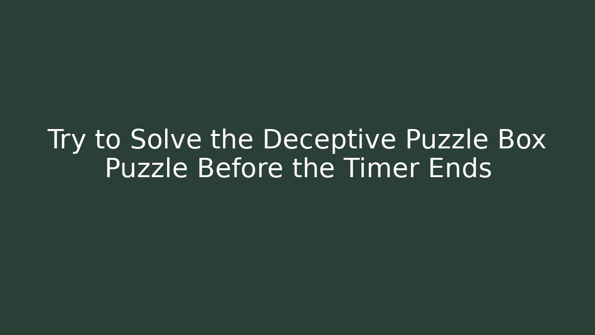 Try to Solve the Deceptive Puzzle Box Puzzle Before the Timer Ends
