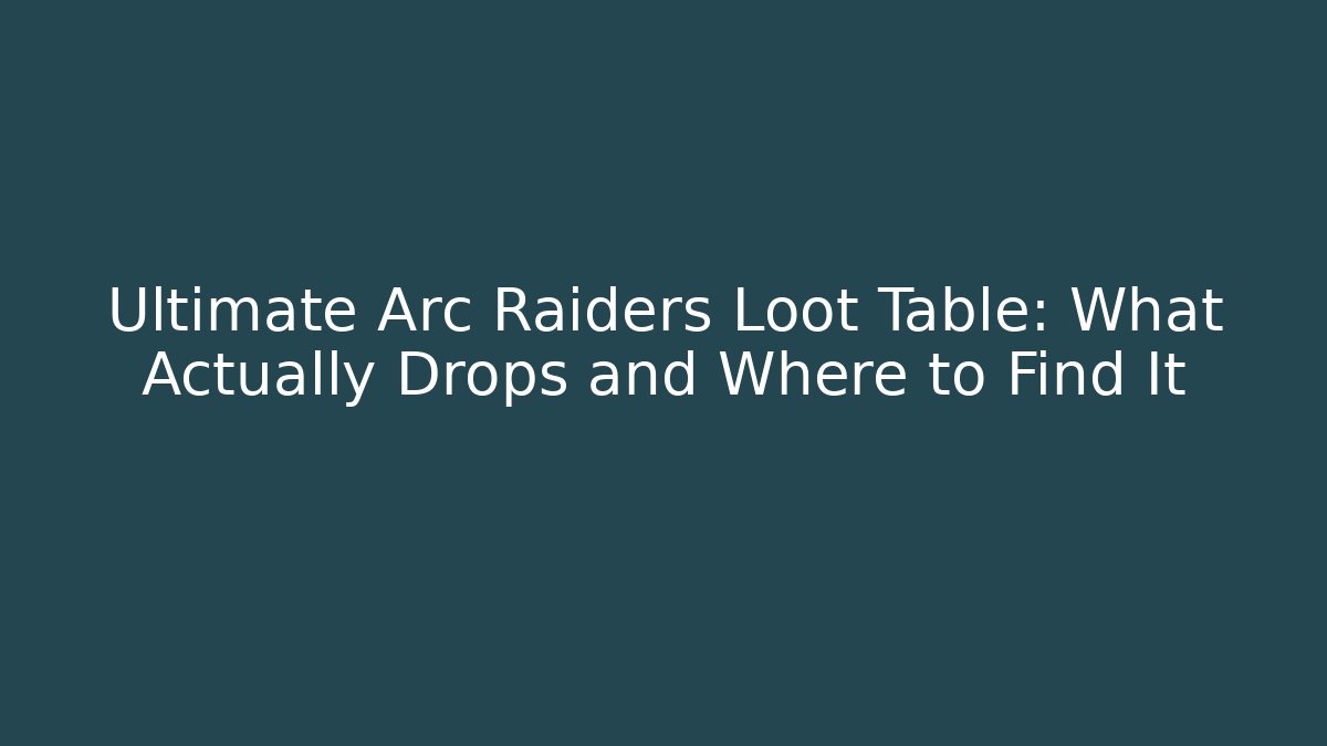 Ultimate Arc Raiders Loot Table: What Actually Drops and Where to Find It - Felix Cat Insurance