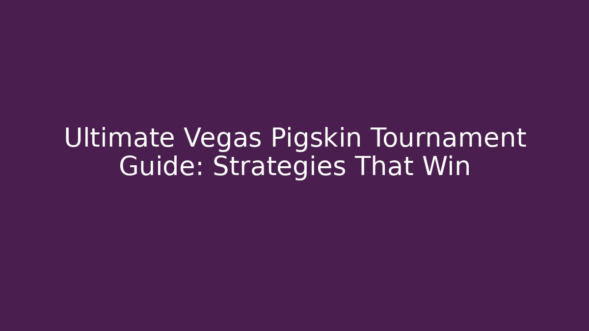 Ultimate Vegas Pigskin Tournament Guide: Strategies That Win