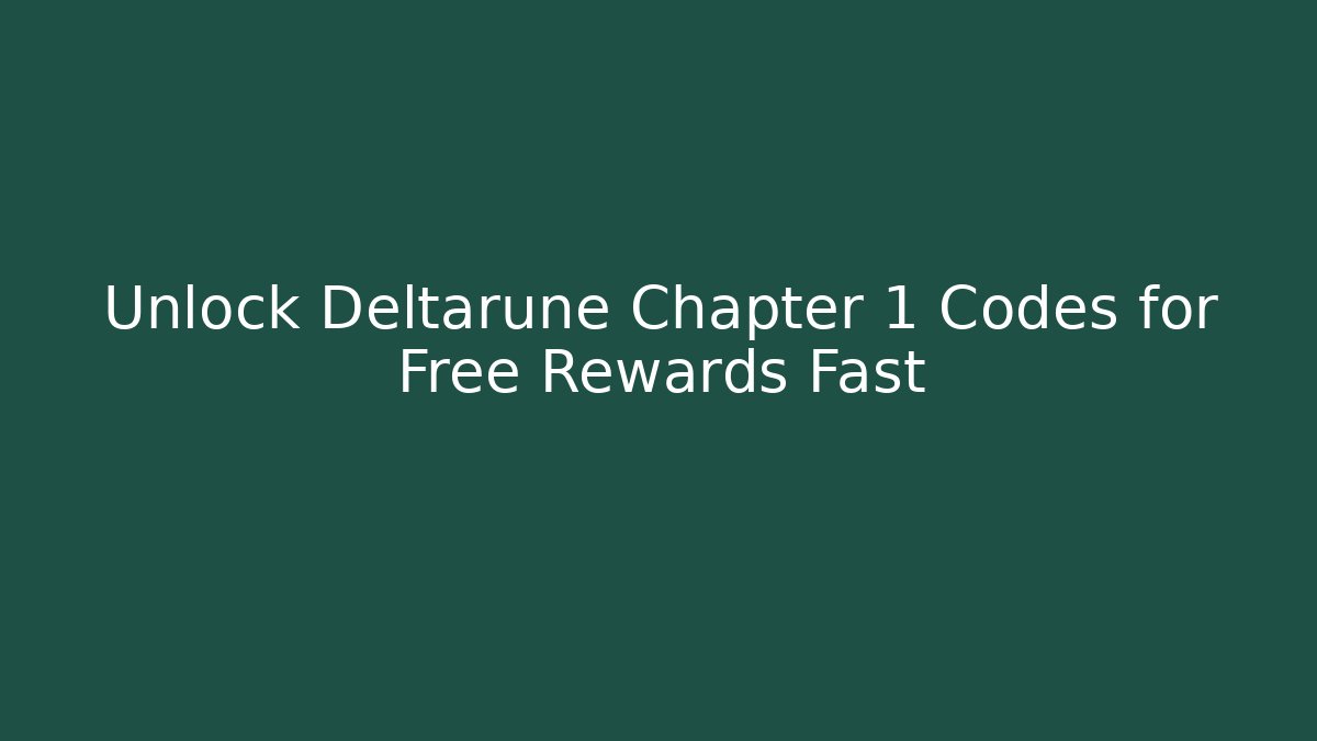 Unlock Deltarune Chapter 1 Codes for Free Rewards Fast