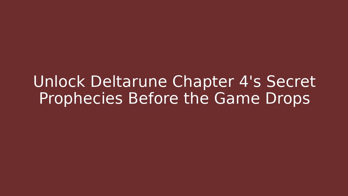 Unlock Deltarune Chapter 4's Secret Prophecies Before the Game Drops