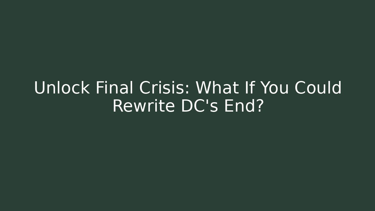 Unlock Final Crisis: What If You Could Rewrite DC’s End?