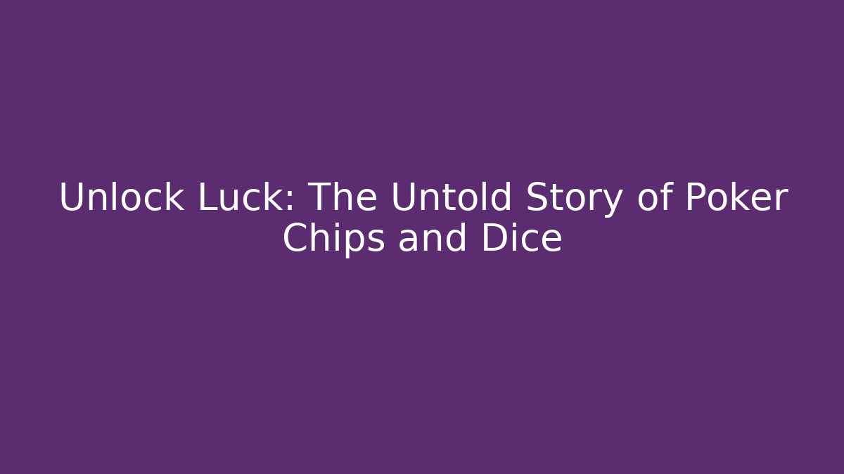 Unlock Luck: The Untold Story of Poker Chips and Dice