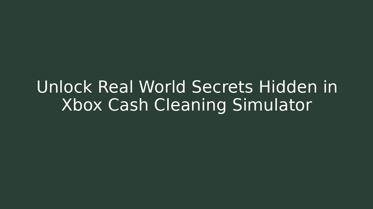 Unlock Real World Secrets Hidden in Xbox Cash Cleaning Simulator
