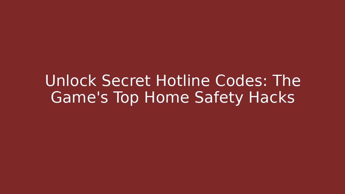Unlock Secret Hotline Codes: The Game's Top Home Safety Hacks