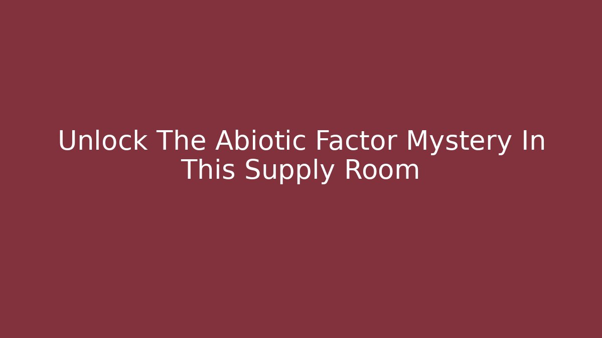 Unlock The Abiotic Factor Mystery In This Supply Room