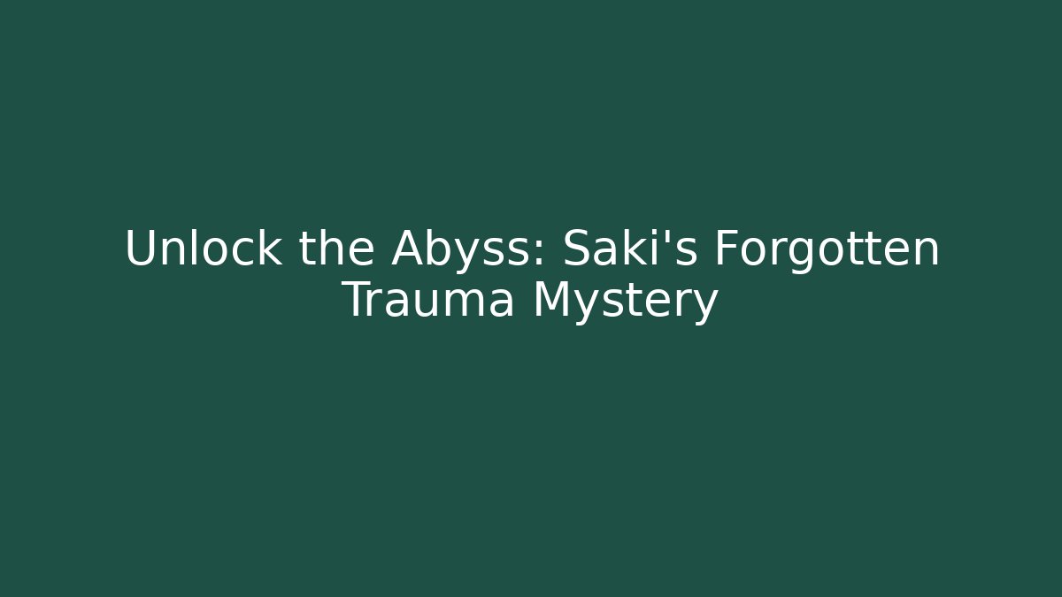 Unlock the Abyss: Saki's Forgotten Trauma Mystery