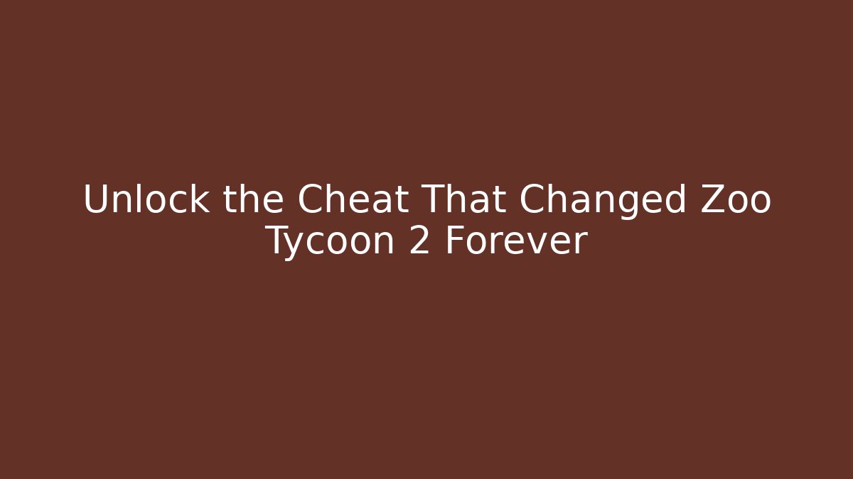 Unlock the Cheat That Changed Zoo Tycoon 2 Forever - Felix Cat Insurance
