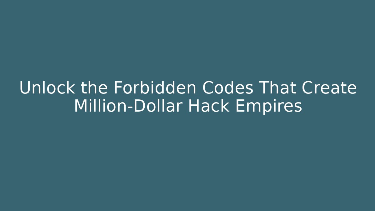 Unlock the Forbidden Codes That Create Million-Dollar Hack Empires