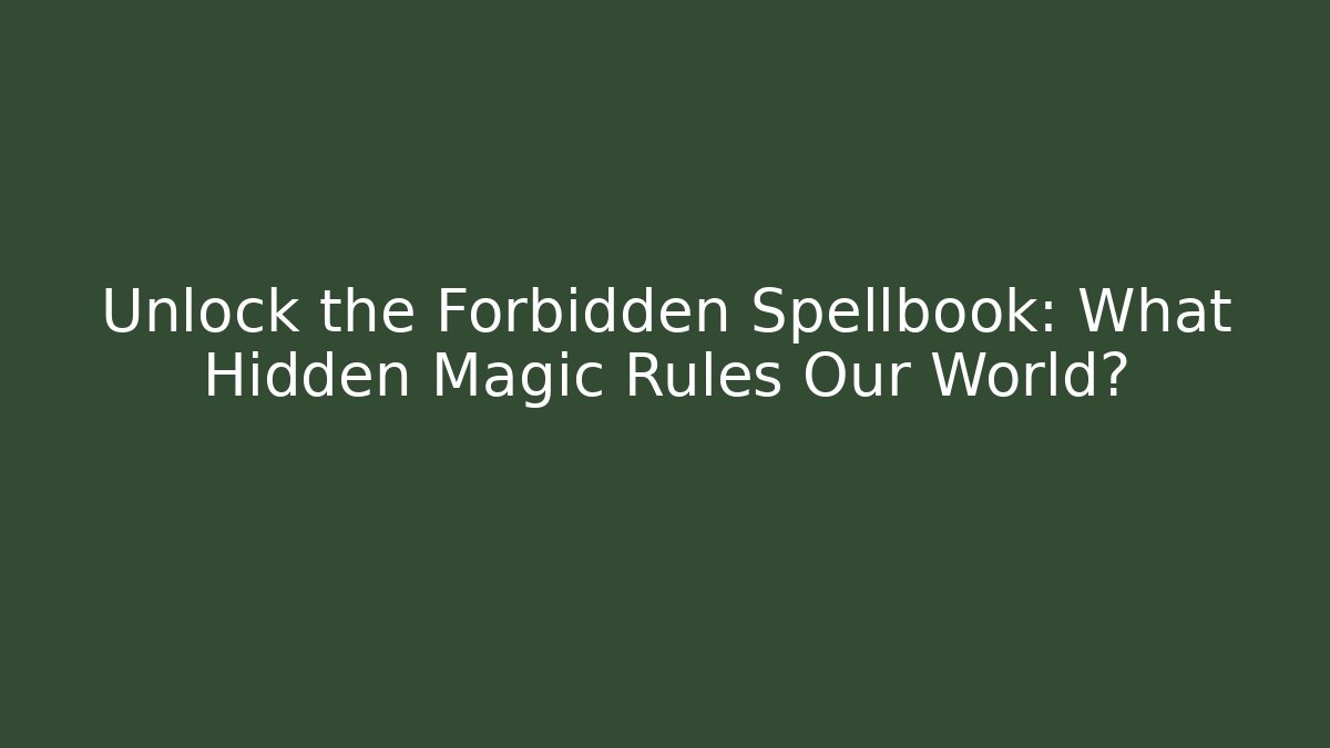 Unlock the Forbidden Spellbook: What Hidden Magic Rules Our World?