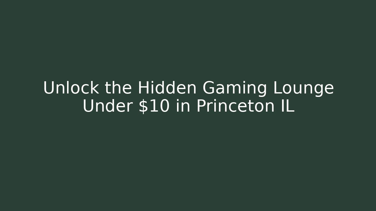 Unlock the Hidden Gaming Lounge Under $10 in Princeton IL