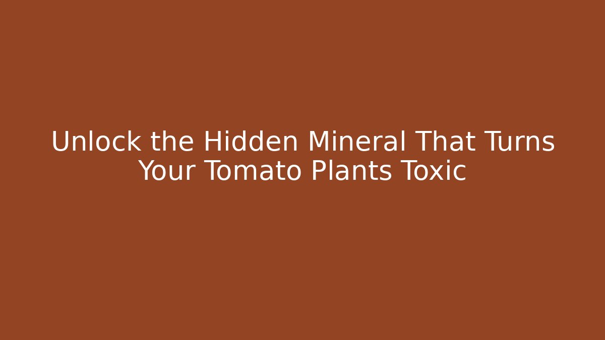 Unlock the Hidden Mineral That Turns Your Tomato Plants Toxic